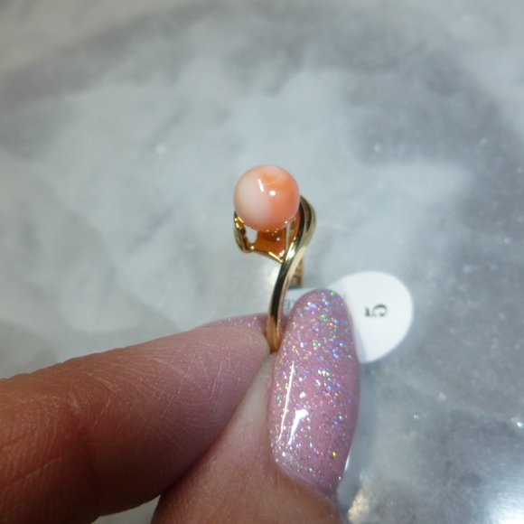 18k Yellow gold electroplated Coral Designer Dolphin Ore Ring - Picture 3 of 14